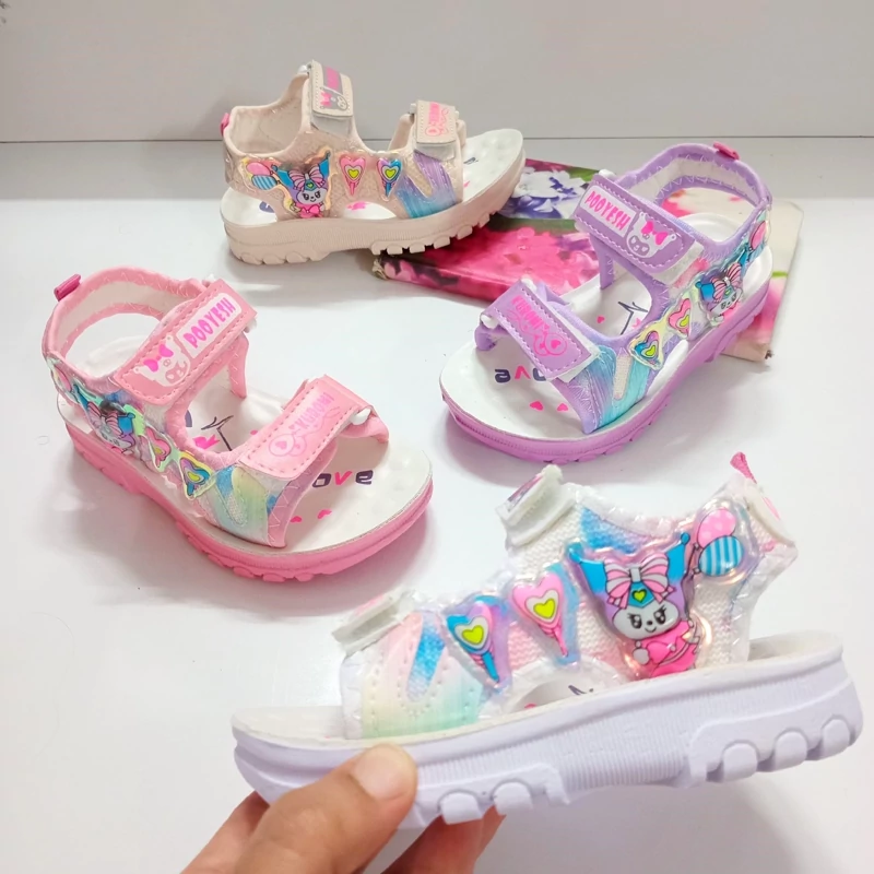 صندل تابستانی بچگانه دخترانه کرومی چراغدار